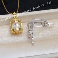Pendentif Cage à Oiseaux en Argent S925 pour Femme, Pendentif Cage en Forme de S, Cage 8mm 10mm, Pendentif Perle Non Perforée, Breloque Bijoux DIY
