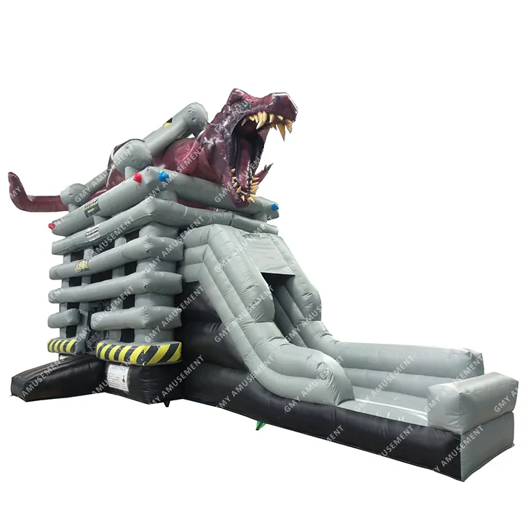 Dinosaur theme Outdoor playground best price jumping castle with slip and slide big inflatable water slide