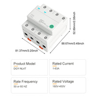 Disjoncteur intelligent Wi-Fi DIY GO 4P 4 relais AC3*110V 3*220V 1-63A avec coupure L N, minuterie, compte à rebours et statut du relais, interrupteur intelligent Wi-Fi 3P+N