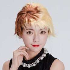 Parrucca con capelli umani in due toni per spettacoli di teatro taglio corto per eventi per feste - Product Image 1