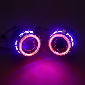 CQL 2,5 "HID <span class=keywords><strong>Bixenon</strong></span> H1 lente de proyector H4 H7 H11 tornillo de enchufe doble LED óptico blanco Ojos de Ángel estilo de coche Retrofit faro - Product Image 2