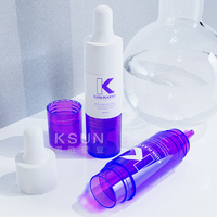 Emballage de cosmétiques de haute qualité 10ML 15ML couleur violette cosmétiques compte-gouttes pressant seringue Essence bouteille d'huile