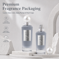Flacons de parfum en verre cannelé à rayures verticales grande capacité 100 ml 200 ml avec bouchons sphériques en perles blanches et étiquettes argentées