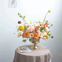Vase à fleurs en métal doré Pot de fleurs vintage en fer forgé pour la maison Hôtel Table de mariage Arrangement floral