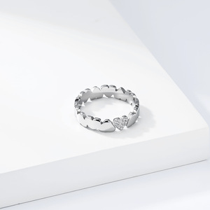 Heart Shape <b>Titanium</b> Steel <b>Ring</b> With Micro Pave Diamonds For Women Gift Jewelry - Product Image 4