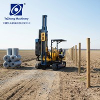 Pileuse Solaire Multifonctionnelle sur Chenilles en Acier avec Pompe Moteur - Affichage Intelligent Haute/Basse Vitesse, Haute Efficacité, Pénétration 5,5m