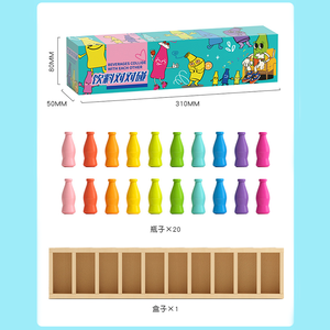 Juego educativo de botella de madera para niños, juego de clasificación de cognición de Color escolar, juego de entrenamiento cerebral de memoria divertida - Product Image 5