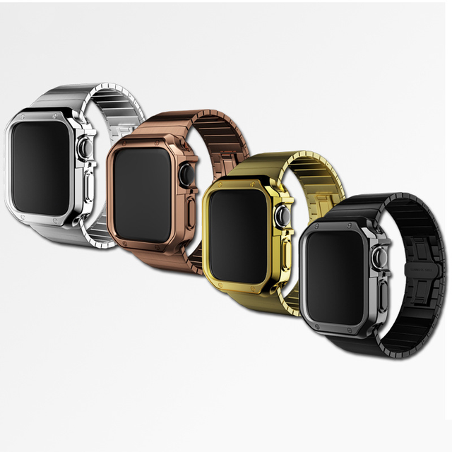 Case+Stainless Steel Strap for Apple Watch Band 44mm 40mm 38mm 42mm Metal Butterfly Link Bracelet IWatch Series 6 SE 5 4 3
