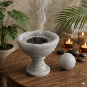 Quemador de Incienso de Resina, Difusor de Aromaterapia, Diseño de Pedestal de Piedra Natural, Humo Ascendente, Decoración Elegante para el Hogar, Uso en Todas las Estaciones, Ramadán - Product Image 1