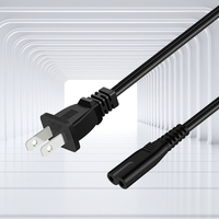 Cordon d'alimentation ETL C7 2 broches en forme de 8, extrémité femelle IEC, prise américaine non polaire, 16-18AWG, rallonge CA, indice de protection IP20, pour appareils électroménagers