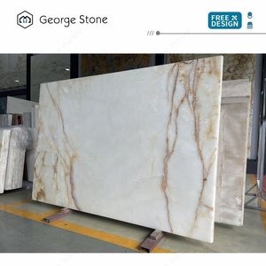 Dalles de grande taille en onyx <span class=keywords><strong>blanc</strong></span> naturel poli de luxe moderne personnalisées avec des veines dorées pour la décoration d'hôtels et de villas - Product Image 3