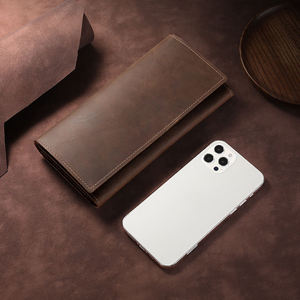 Portefeuille long en cuir Crazy Horse vintage AndoBag pour homme, pochette pour téléphone en cuir de vache véritable, sac à main simple 229 - Product Image 4