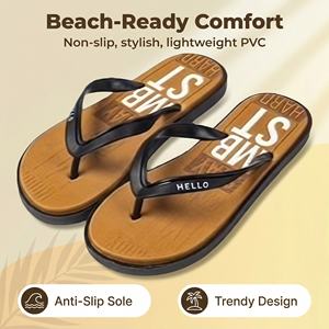 Chanclas de PVC para Hombre, Transpirables, Impermeables, Antideslizantes, para Interiores/Exteriores, con Suela Suave, Pantuflas Cómodas de Verano para Parejas - Product Image 4