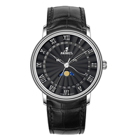 Montres poignet à quartz Moonwatch avec logo personnalisé Source Factory Phase de lune Montres-bracelets d'affaires Quartz résistant à l'eau Dos en acier inoxydable 3 bars
