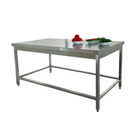 Table de cuisine professionnelle en acier inoxydable, base ouverte, deux niveaux, roulettes, capacité de charge de 1000 kg/m, pour hôtels et restaurants