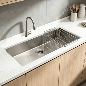 Évier de cuisine en acier inoxydable 304 fait main 830*450*228mm, design à bords fraisés, grand bac unique, nano, style coréen, très vendu - Product Image 1