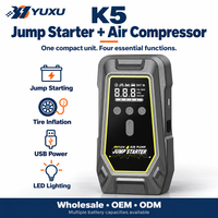 Démarreur de voiture et moto YUXU K5 12V avec compresseur d'air 150 PSI, gonfleur de pneus, batterie externe, lumière LED