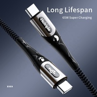 Câble de données USB à charge rapide PD 65W de type C personnalisé A12CC 1M en tresse filet, matériau en cuivre pur pour ordinateur - Vente chaude