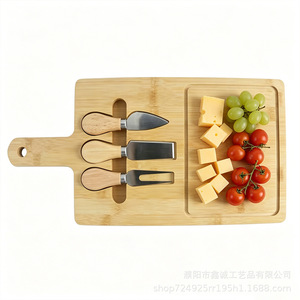 บอร์ดชีสไม้ไผ่พร้อมเครื่องมือถาดเสิร์ฟแบบพกพาสำหรับห้องครัวในบ้าน - Product Image 5