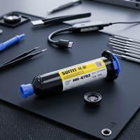 HH-6703 3703 (190024) Adhésif UV flexible haute résistance pour la fixation de lentilles d'appareil photo en verre, plastique et métal