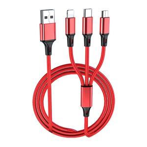 Câble de charge rapide 6A 3-en-1 en nylon tressé de 1,2 m pour appareil photo, écouteurs, ordinateur, Android et iOS/Type-C/Micro - Product Image 2