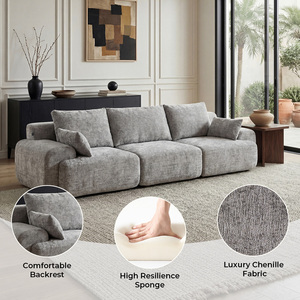 L-Shaped Modular Sectional <b>Sofa</b> <b>with</b> Chaise, Vacuum Packed Luxury Chenille Couch, High Density Sponge for Bedroom Living Room - Product Image 5