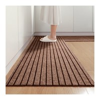 2pc Non-Slip Kitchen Rug Set Polyester Dirt Trapper Kitchen Runner Rug