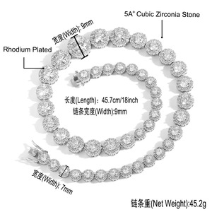 Nuova <span class=keywords><strong>Collana</strong></span> Tennis BES con Fiori Sfumati da 7mm, Micro Incastonatura di Zirconi, Stile Personalizzato, Versatile, Unisex, Tendenza Rap - Product Image 3