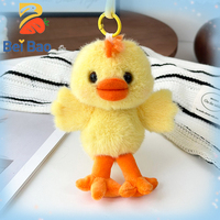 Porte-clés en peluche en coton PP, fabrication usine, motif canard jaune, super doux, personnalisable, vente en gros