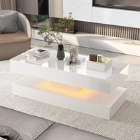 Table basse LED haute brillance 47.3IN, lumières LED APP, noir/blanc, meubles modernes pour salon