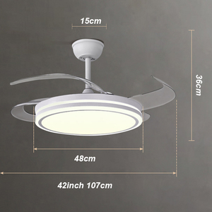 42 Inch Invisible Blade LED <b>Ceiling</b> Fan <b>Light</b> Black <b>Remote</b> <b>Control</b> Modern <b>Ceiling</b> Fan With <b>Light</b> for Home Office - Product Image 1