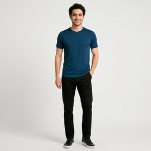 T-shirts basiques pour hommes OEM 100% coton sans col manches courtes décontractés coupe ajustée imprimés colorés - Product Image 1