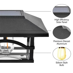 Lámpara de Jardín Solar Retro con Filamento de Tungsteno, Impermeable, para Postes de Valla, Patio y Escenarios Pastorales - Product Image 1