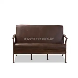 Antique home furniture fashion design leather couch modern loveseat 2 seat sofa customized sofa retro vintage leather sofa