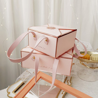 New Fashion Großhandel benutzer definierte mehrfarbige Praline süße Verpackung Geschenk boxen mit Griff Hochzeit Candy Geschenk box