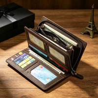 Nouveau portefeuille pour femme en cuir véritable, cuir de vachette de qualité supérieure, vintage, élégant, grande capacité, porte-monnaie, multi-cartes, porte-cartes de visite
