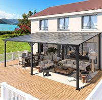 PIOEN 20 'x 12' Hard Top Lean to 12x20 Gazebo dégagement avec toit de patio grands auvents muraux robustes, foncé