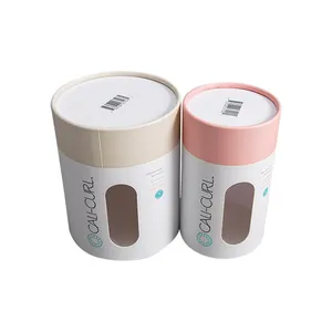 Custom round box cardboard paper tubes with pvc window cylinder box for cosmetics personal care essence oil