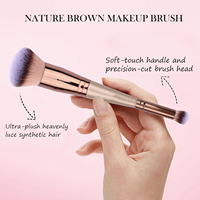 Pinceau de maquillage Premium Luxe à double extrémité pour fond de teint et correcteur avec manche en aluminium pour l'application du visage et de l'eyeliner