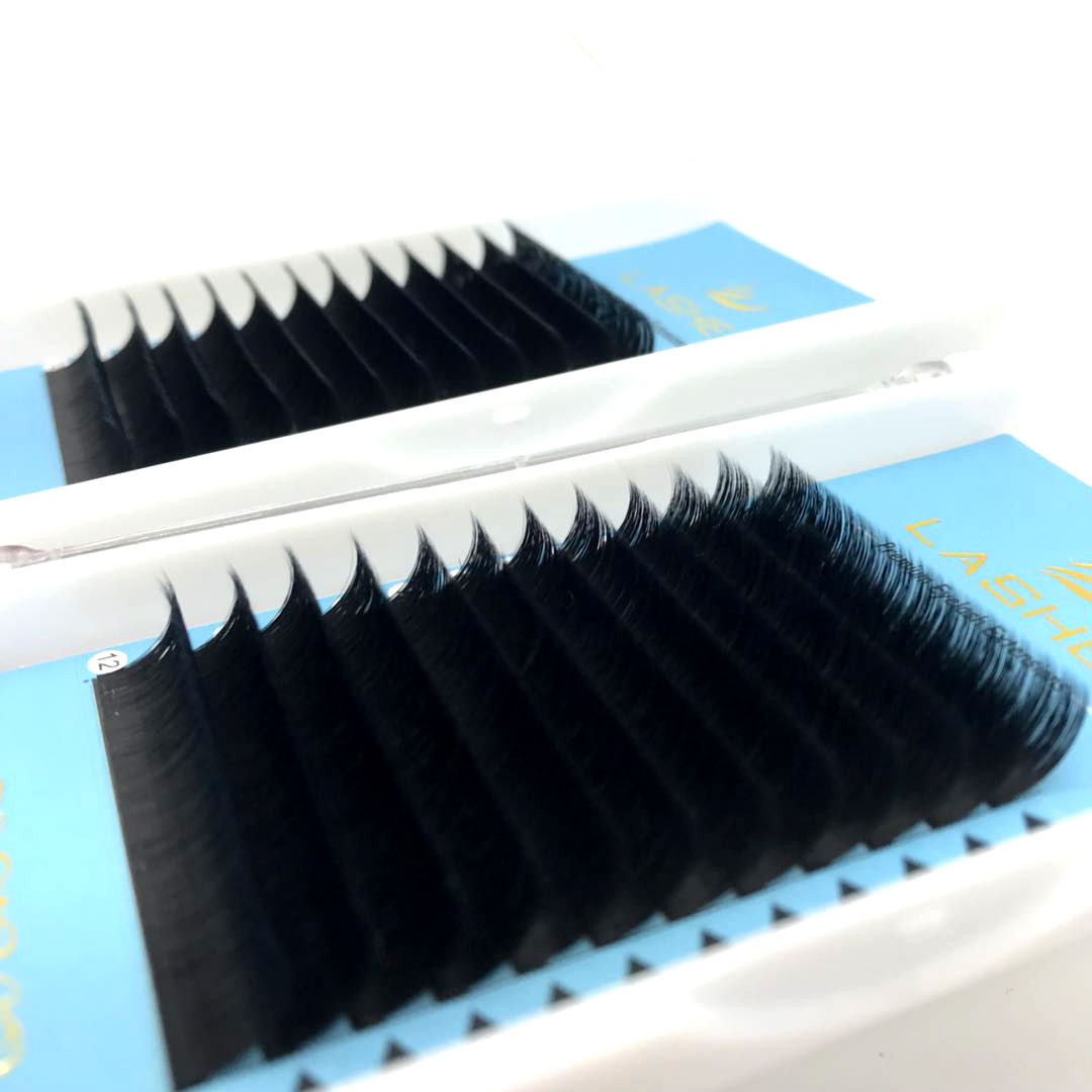 Ручная работа корейский ПБТ волокно шелк Глубокий Черный Объем 0,06 легкая веер Пинцет ресницы