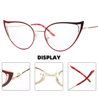 Monture de lunettes optiques pour femmes SENTA Cat Eye en métal, écologiques, semi-cerclées, verres anti-lumière bleue UV400, haute qualité