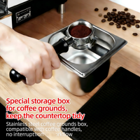 Petite boîte à café en acier inoxydable avec base en caoutchouc pour barista, conteneur intégré pour les restes de café, boîte à café expresso