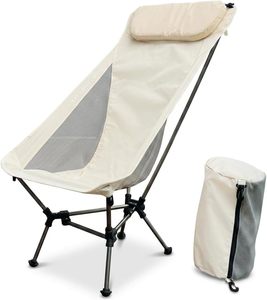 Chaise de camping pliable à dossier haut, chaise de pique-nique portable en métal avec sac de transport pour le camping, les voyages, la plage et la randonnée - Product Image 1
