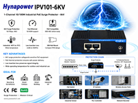 Protector Contra Sobretensiones PoE Industrial OEM/ODM de 1 Puerto 10/100M, 6KV, Montaje en Riel DIN, IP40, -40 a 75°C ℃   CE FCC para CCTV/Punto de Acceso Inalámbrico Hi-Net IPV101-6KV