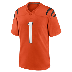 New American Cincinnati <span class=keywords><strong>Bengals</strong></span> 9 Joe Burrow 1 JaMarr Chase Top arancione maglia da calcio cucita da uomo - Product Image 2