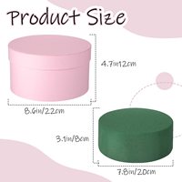 Boîte cadeau ronde pliable écologique avec couvercle et ensemble de mousse florale pour fleurs - Fête des Mères, mariages, baby showers