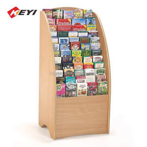 Op Maat Gemaakte 4-Tier Vloer-Mounted Display Rack Hout En Acryl Kaart & <span class=keywords><strong>Magazine</strong></span> Stand - Product Image 4