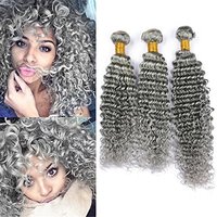 DIVASWIGS Lots de cheveux brésiliens gris argenté Sel dans le poivre Extensions de trames de cheveux humains gris en vrac Cheveux gris pour tressage