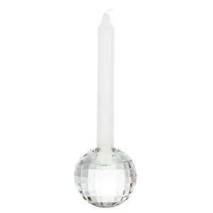 Portacandele in cristallo chiaro decorativo natalizio piccolo candeliere sferico
