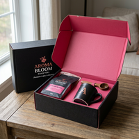 AT PACK Boîtes d'emballage de luxe en papier rose noir pour café, coffret cadeau pour expédition postale ondulée